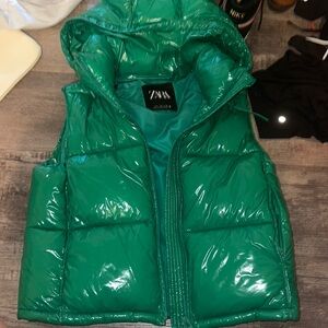 Zara green puffer vest